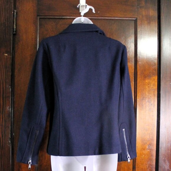 Banana Republic Factory Navy Blue Pea Coat, Petite Small - Picture 4 of 12